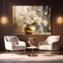 Goldene Magnolien in Vase – Leinwandbild & Poster