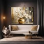 Goldene Magnolien in Vase – Leinwandbild & Poster