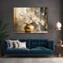 Goldene Magnolien in Vase – Leinwandbild & Poster