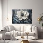 Weiße Blüte auf Texturgrund – Modernes Wandbild als Gallery Leinwand