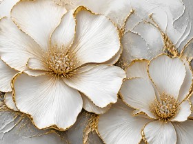 Elegante Blüten in Gold – Leinwand & Acrylbild