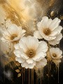 Goldene Blüten Eleganz – Modernes Wandbild als Acrylglasbild