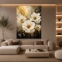 Goldene Blüten Eleganz – Modernes Wandbild als Acrylglasbild