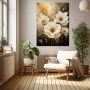Goldene Blüten Eleganz – Modernes Wandbild als Acrylglasbild