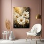 Goldene Blüten Eleganz – Modernes Wandbild als Acrylglasbild