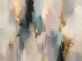 Goldene Pastellstruktur – Abstraktes Wandbild als Gallery Leinwand