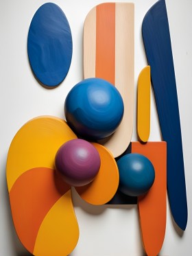 Farbenfrohes Formenrelief – Abstraktes Wandbild als Gallery Leinwand