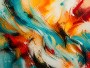 Abstraktes Wandbild in Türkis & Orange – Gallery Leinwand mit dynamischen Farbströmen