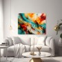 Abstraktes Wandbild in Türkis & Orange – Gallery Leinwand mit dynamischen Farbströmen