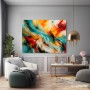 Abstraktes Wandbild in Türkis & Orange – Gallery Leinwand mit dynamischen Farbströmen