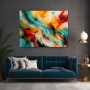 Abstraktes Wandbild in Türkis & Orange – Gallery Leinwand mit dynamischen Farbströmen