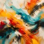 Abstraktes Wandbild „Energiefluss“ als Acrylbild in Türkis und Orange