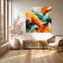 Abstraktes Wandbild „Energiefluss“ als Acrylbild in Türkis und Orange