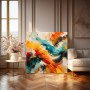 Abstraktes Wandbild „Energiefluss“ als Acrylbild in Türkis und Orange