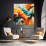 Abstraktes Wandbild „Energiefluss“ als Acrylbild in Türkis und Orange