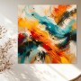 Abstraktes Wandbild „Energiefluss“ als Acrylbild in Türkis und Orange