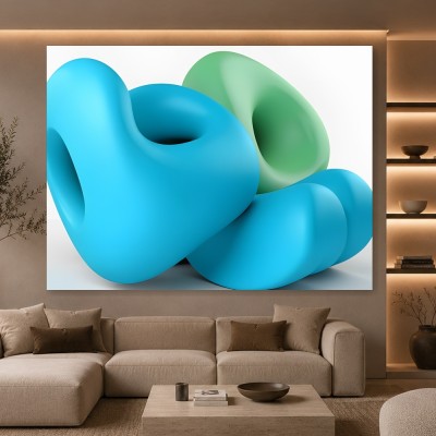 Abstraktes Wandbild als Gallery Leinwand – Türkise 3D-Formen