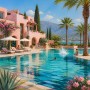 Mediterrane Poolvilla – Gallery Leinwand Wandbild