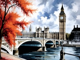 London im Herbst – Wandbild als Gallery Leinwand