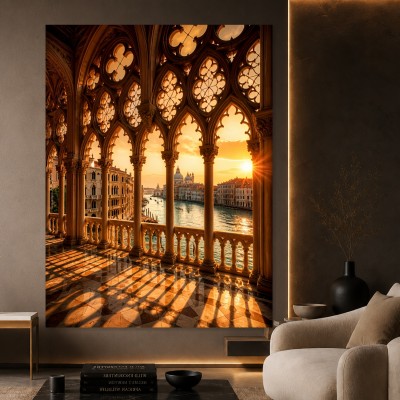 Venedig im goldenen Abendlicht – Gallery Leinwand als Wandbild