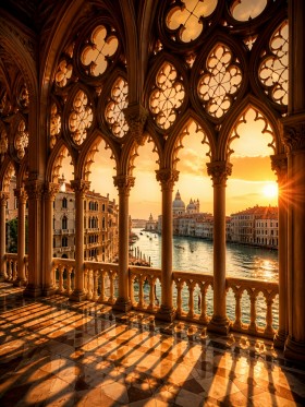 Venedig im goldenen Abendlicht – Gallery Leinwand als Wandbild