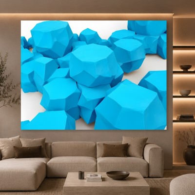 Türkise Polygon-Steine – Modernes Wandbild als Acrylbild