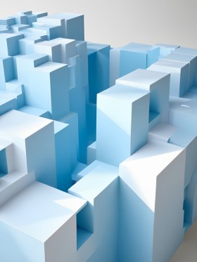 Eisblaues Stadtlabyrinth – Modernes Wandbild als Leinwandbild