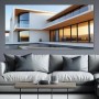 Moderne Luxusvilla am Pool – Wandbild auf Gallery Leinwand