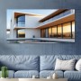 Moderne Luxusvilla am Pool – Wandbild auf Gallery Leinwand