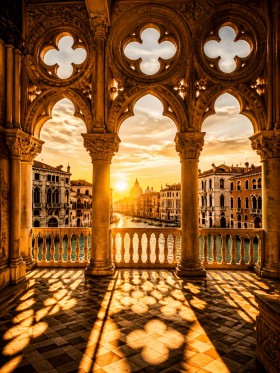 Venezianische Abendsonne – Wandbild auf Gallery Leinwand