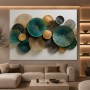 Metallische Kreisornamente in Türkis und Gold – Wandbild als Gallery Leinwand
