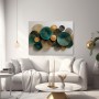 Metallische Kreisornamente in Türkis und Gold – Wandbild als Gallery Leinwand