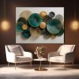 Metallische Kreisornamente in Türkis und Gold – Wandbild als Gallery Leinwand
