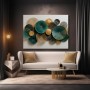 Metallische Kreisornamente in Türkis und Gold – Wandbild als Gallery Leinwand