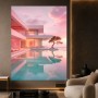 Pastellvilla am Meer – Modernes Wandbild als Gallery Leinwand