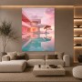 Pastellvilla am Meer – Modernes Wandbild als Gallery Leinwand