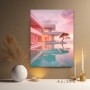 Pastellvilla am Meer – Modernes Wandbild als Gallery Leinwand