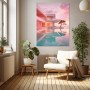 Pastellvilla am Meer – Modernes Wandbild als Gallery Leinwand