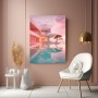 Pastellvilla am Meer – Modernes Wandbild als Gallery Leinwand