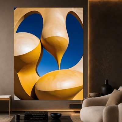 Goldene Kurven – Modernes Wandbild auf Leinwand
