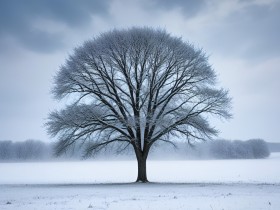 Winterbaum in Stille – Wandbild auf Leinwand