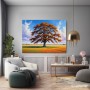 Goldener Herbstbaum – Leinwand & Poster mit weiter Landschaft
