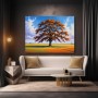 Goldener Herbstbaum – Leinwand & Poster mit weiter Landschaft