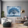 Blauer Solitärbaum – Wandbild auf Leinwand