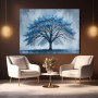 Blauer Solitärbaum – Wandbild auf Leinwand
