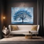 Blauer Solitärbaum – Wandbild auf Leinwand