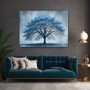 Blauer Solitärbaum – Wandbild auf Leinwand