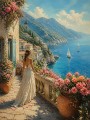 Mediterrane Küstenterrasse als Gallery Leinwand und Wandbild