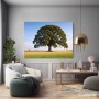 Majestätische Eiche im Feld – Leinwand Wandbild