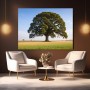 Majestätische Eiche im Feld – Leinwand Wandbild